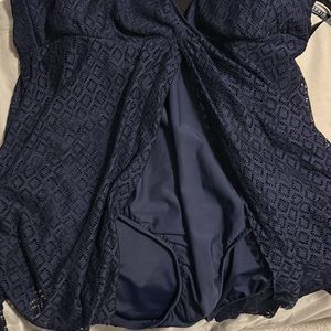 Navy size 22 One Piece Swimsuit With Diamond Print Built In Overlay